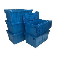 Blue plastic crates that are ideal for packing, moving or storing items | UBMOVE